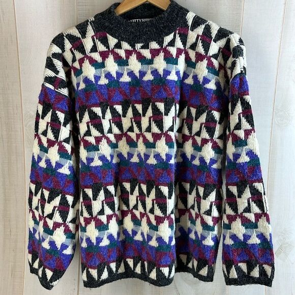 Vintage Women's Sweater Size Large Geometric Y2K  Kitty Hawk Top - Picture 1 of 7